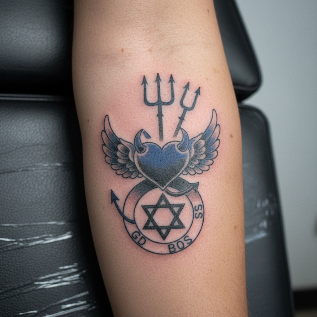 Gangster Disciples — Tridente Hacia Arriba, Corazón Alado — visual reference