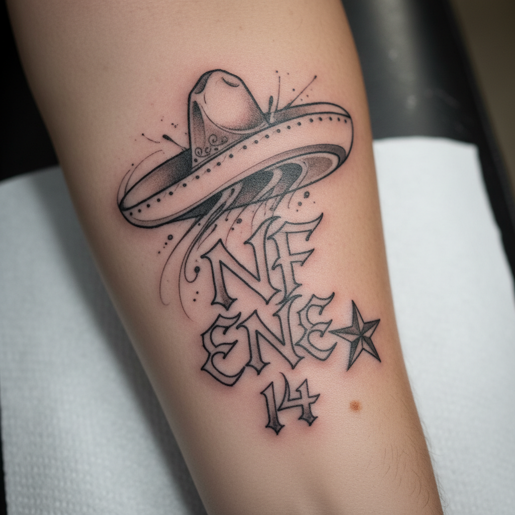 Nuestra Familia — Sombrero + Machete Ensangrentado — visual reference