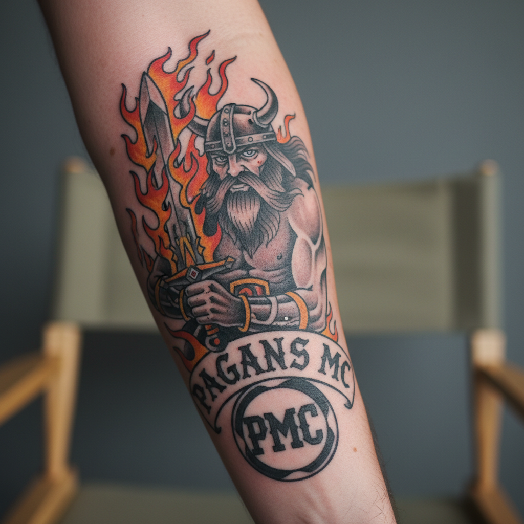 Pagans MC — Insignia del Gigante de Fuego Surt — visual reference